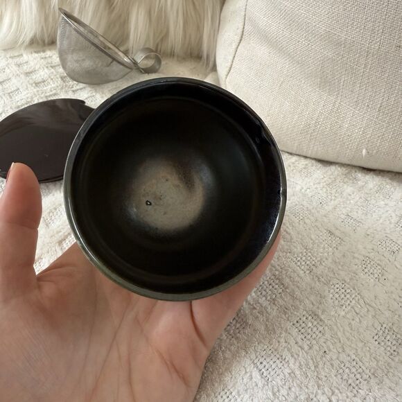 Teavana Japanese Tea Cup Set of 2 Bronze Oil Slick Metallic Ibushi Smoky Japan - Picture 14 of 15